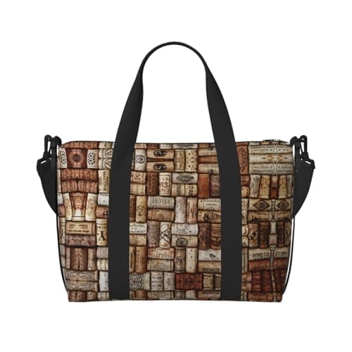 Wine cork Duffel Bags for Traveling, Lightweight Personal Item Travel Bags for Women, Gym Bags for Men, Black, One Size