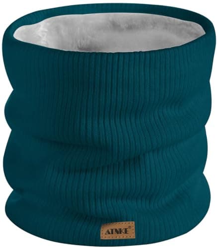 ATNKE Winter Warm Neck Gaiters Thicken Windproof Scarves Dust Face Mask Ski Circle Double Layer Fleece Lined Knit Scarf Gifts for Men and Women/Olive Green