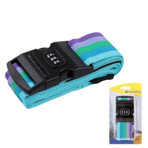 Travel Blue Luggage Straps - 3 Dial Combination Suitcase Straps, Multicolour, 200cm Length, Secure Your Belongings with High-Impact Buckle and Integrated Address Label, Fits All Luggage Sizes