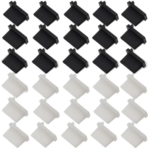 HoAhaMay 30pcs Silicone USB-A Dust Cover, Dust Cover Plug USB-A for Desktop PC, Laptop, Socket Charger, USB 2.0/3.0 Ports, Protects Any USB-A Connector (Black/White)