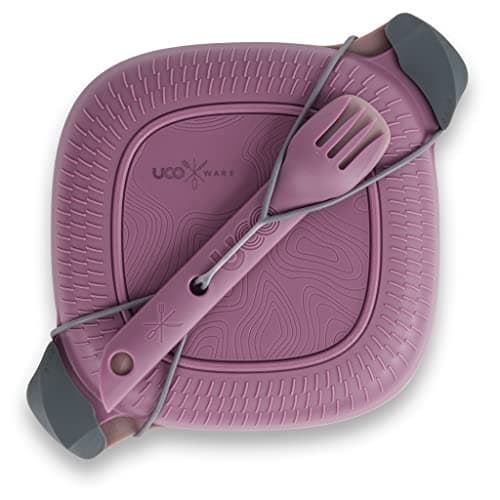 UCO ECO 5-Piece Camping Mess Kit with Bowl, Plate, Switch Spork Utensil Set - Plum Purple