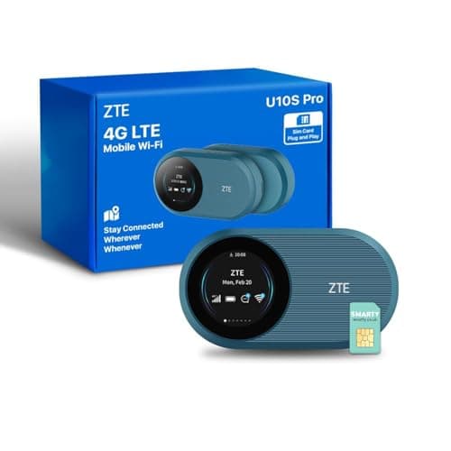 ZTE U10S Pro Blue 4G MiFi Router, Portable WiFi with SIM Slot, Connect 32 Devices, Plug and Play Mobile WiFi, 3000mAh 10hr Battery Life, Travel Hotspot, Compact Design, Roams on all Networks