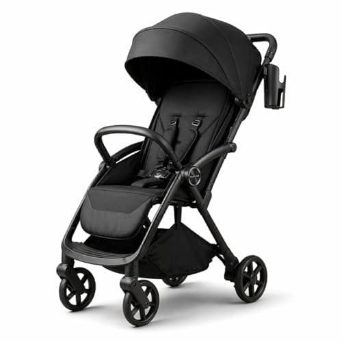 Venture Avio Stroller – Lightweight Compact Pushchair for Toddlers up to 4 Years – Travel Baby Stroller with Raincover, Cup Holder, Large Basket (Black)