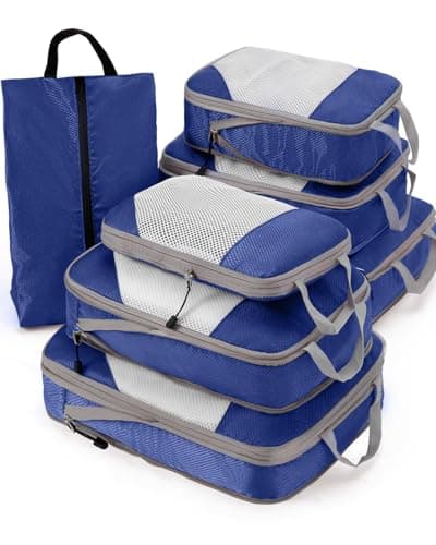 Meowoo 7-Piece Compression Packing Cubes for Luggage, Travel Organisers