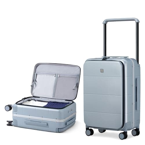 Hanke 【New Arrival Luggage Suitcase with Wide Handle, Checked-Medium 24-Inch, Central Aluminum Frame Hardside Luggage With Wide Handle