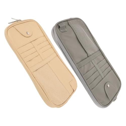 2pcs Car Sun Visor Organizer PU Leather Multi Compartment Storage Bag