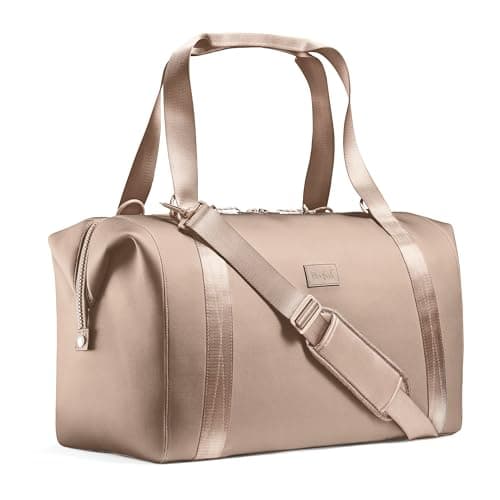 Fit & Fresh Premium Neoprene Weekender Bag, Travel Bag with Trolley Sleeve, Large Overnight Bag, Carry on Bag, Duffel Bags, Gym Bag, Taupe, Carry-On, Neoprene Weekender Duffel Bag