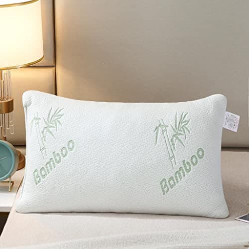 Best Linen Bamboo Memory Foam Pillow Neck & Shoulder Support Sleeping Comfortable Bed Pillows Hypoallergenic & Antibacterial Vacuum Packed (Pack Of 4, White)
