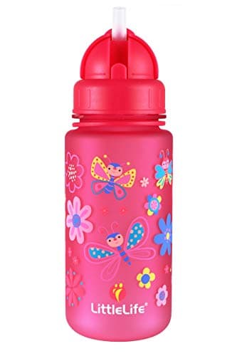 LittleLife Children's Bottle | Easy-Access Lid & Straw, 400ml, Butterflies