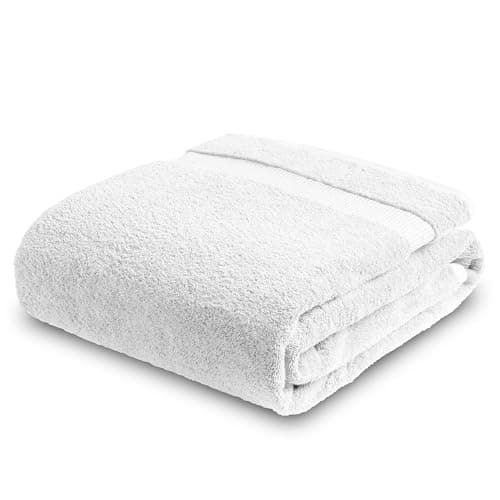 Towelogy® 100% Egyptian Cotton Super Jumbo Bath Sheet 100x180cm Spa Body Wrap Extra Large Bath Towel Hotel Quality Machine Washable (Snow White, 1)