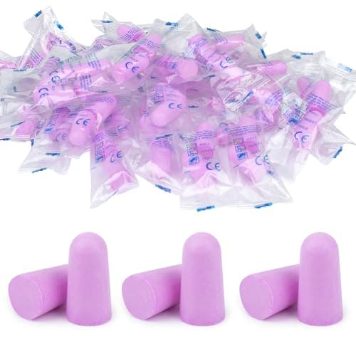 60 Pairs Ultra Soft Foam Ear Plugs, 38dB SNR Noise Reduction Earplugs for Sleeping Hearing Protection Travel Study Concentration Construction Site (Purple, One Size)