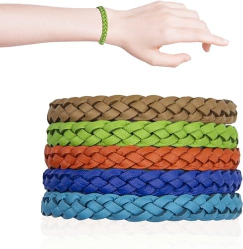 Leikedun 5 Pack Mosquito Repellent Bracelet Leather Adjustable