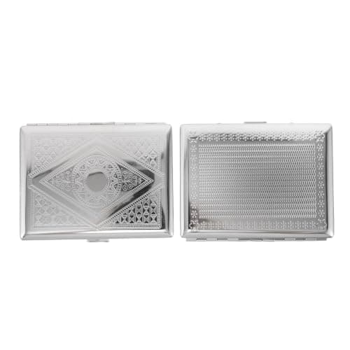 OATIPHO Metal Cigarette Case Portable Protective Cigarette Wallet 2pcs with Double Sided Spring Clip, Retro Embossed Decorative Tin for Outdoor Breaks and Travel