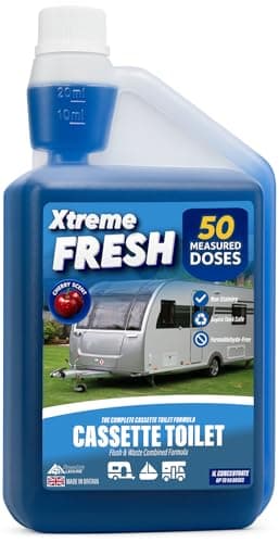 Xtremeauto Blue Toilet Fluid – 1L Concentrated Cassette Toilet Formula for Caravans, Motorhomes & Camping – 50 Doses, Formaldehyde-Free & Septic Safe (1, Blue)