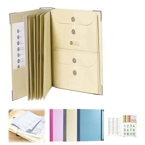 in Case I Die Binder, Life Book Document Organizer, Expanding File Folder with Pockets, Portable Folio for Birth Certificates, Passports, Important Papers Home Office School (Beige, One Size)