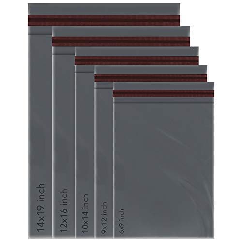 50 Mixed Grey Mailing Poly Postal Self Seal Bags 5 Sizes 10 from Each iSOUL Small to Large Postage Packaging Assorted Mailers Posting Shipping Post Parcels Package Bags (Grey, 5 Size 50)