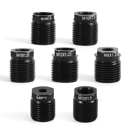 Goktvai 7pcs Gear Shift Knob Adapter Kit, Universal Aluminum Alloy Gear Shift Knob Thread Adapter Fit M8/M10/M12/M14/M6 for Stick Car Truck SUV Manual Transmission Accessories