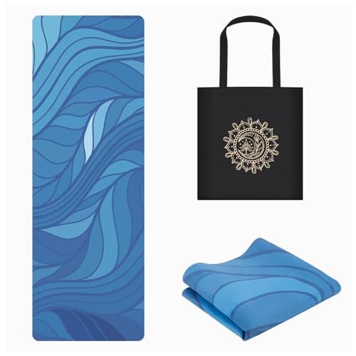 jooeer Travel Yoga Mat, 1.5mm Thick Foldable Non Slip Fitness & Exercise Mat for Pilates Gym Stretching, Sweat Absorbent, 183 x 61 cm