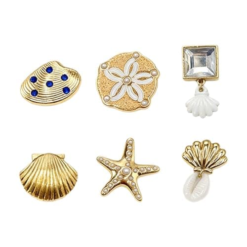 Sandal Charms 6 Pieces Gold Starfish Shoe Decoration