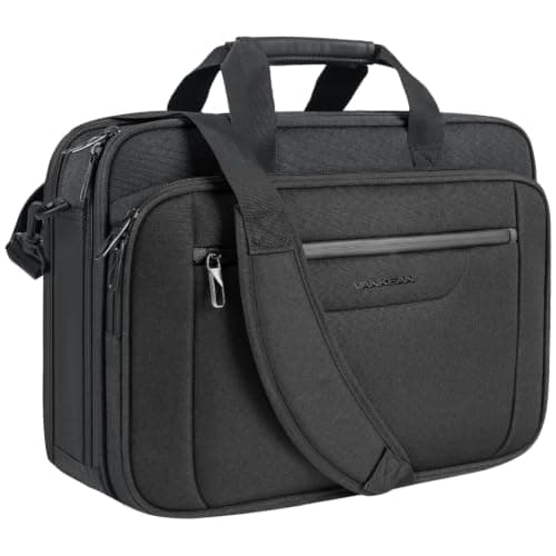 VANKEAN Laptop Briefcase Premium Laptop Case Fits Up to 15.6 Inch Business Shoulder Bag Laptop Expandable Water-Repellent Messenger Bag for Men/Women Computer Bag for Travel/Business/Black