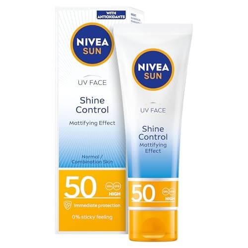 NIVEA Sun UV Face Shine Control SPF 50 Cream (50ml), Sun Cream Protects Against UVA/UVB Rays and Premature Skin Ageing, Sunscreen for Delicate Facial Skin