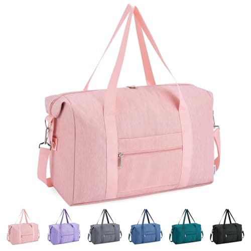 Narwey for Ryanair Cabin Bags 40X30X20 Underseat New Ryanair Small Foldable Travel Duffel Hospital Weekend Bag for Women Ryan Air Carry on Luggage Holdall Tote for Men 20L (Pink)