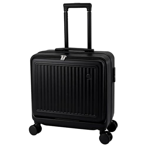 GREENSAPPIRE 18 Inch Carry-On Luggage with Dual Laptop Compartments – Lightweight ABS+PC Hard Shell Suitcase with TSA-Approved Lock, Smooth 4-Spinner Wheels, Durable Travel Case for Air Travel (Black)