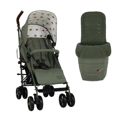 Cosatto Supa 3 Pushchair with Footmuff – Lightweight Stroller from Birth to 25Kg - Easy, Compact, Umbrella Fold, Large Shopping Basket, Carry Handle Footmuff (Hoglet)