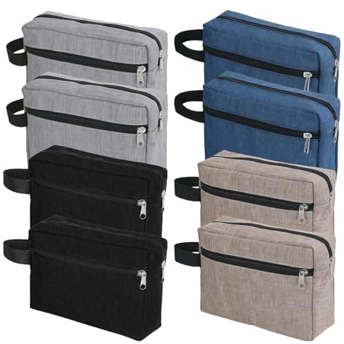 8 Pack Travel Toiletry Bag Set for Women Men, Foldable Storage Pouch with Handle for Cosmetics Toiletries Shaving Essentials, Portable Grooming Organiser for Gym Camping Weekend Trips
