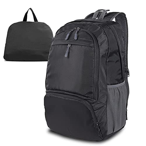 Dewellyoo Lightweight Hiking Backpack, Foldable Outdoor Camping Hiking Travel Multi-functional Camping Trekking Rucksack Travel Climbing Mountaineer Outdoor Sport Daypack Bag for Men Women (Black)