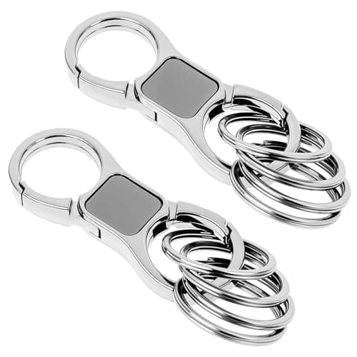 Thinp 2 Sets Key Chains for Car Keys, Detachable Key Ring Quick Release Keychain with 4 Key Rings Heavy Duty Car Key Organizer Key Chain Holder Clip for Men and Women (Silver)