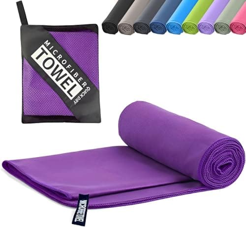 Microfibre Towel - Quick dry Lightweight Absorbent Travel Towel ,Beach Towel Perfect for Sports Beach Gym Swimming,Cycling,Yoga, Camping ,Hiking (1, Deep Purple)