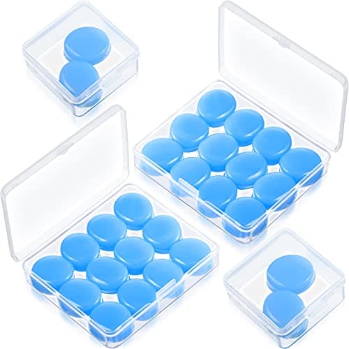 14 Pairs Silicone Ear Plugs for Sleeping Swimming, Moldable Soft, Blue