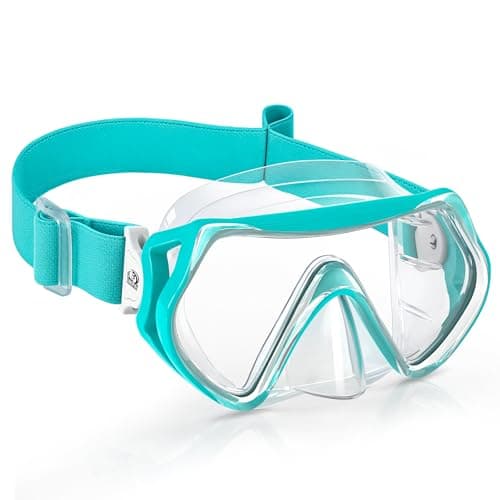 Findway Kids Snorkel Mask with Elastic Fabric Strap,Swimming Goggles kids with Nose Cover,180° Clear View Diving Mask,No Leak Anti Fog Swim Goggles for Boys Girls Aged 6-16