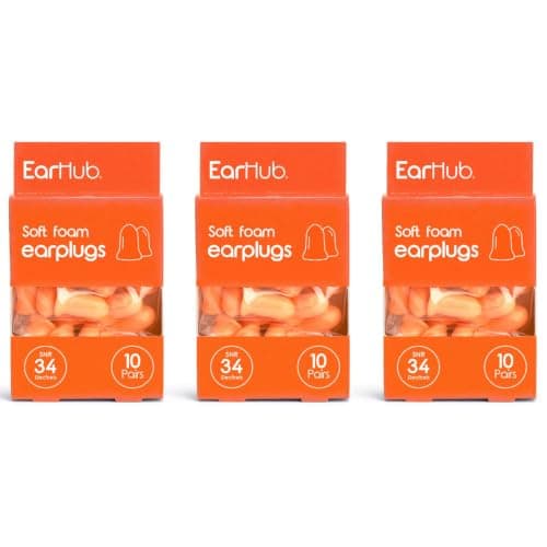 EarHub Soft Foam Earplugs 30 Pairs, SNR 34dB, 3 Pack Bundle (Travel, Sleep, Protective)