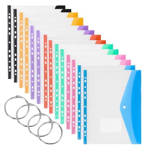 14 Pack Plastic Wallets A4 Punched Pockets