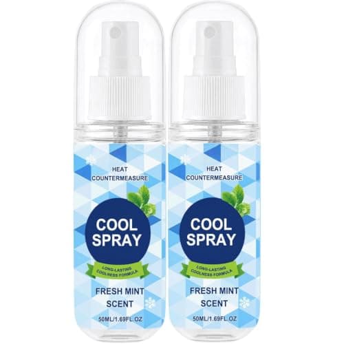 Peppermint Cooling Body Spray & Face Mist -, rapid coolness, travel size outdoor cooling gear,outside workers essentials for summer cooling stuff,keeping cool in hot weather outside (2pcs)