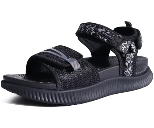 KuaiLu Womens Orthotic Recovery Walking Arch Support Sandals Black 7