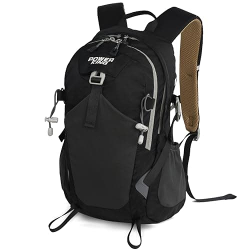 Lightweight Hiking Backpack, 30L Women/Men Waterproof Travel Rucksack Bag with Rain Cover, Outdoor Small Foldable Daypack for Student, Fit for 15.6 inch Laptop (Black, 30L)