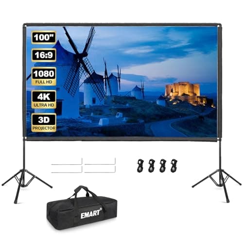 EMART Projector Screen and Stand, 100 inch Portable Projection Screen