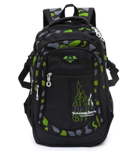 ADGBPE Boys Backpack School Bag Secondary Rucksacks Teenage Student Durable Heavy Duty Large Kids Bookbags Waterproof (1-Green)