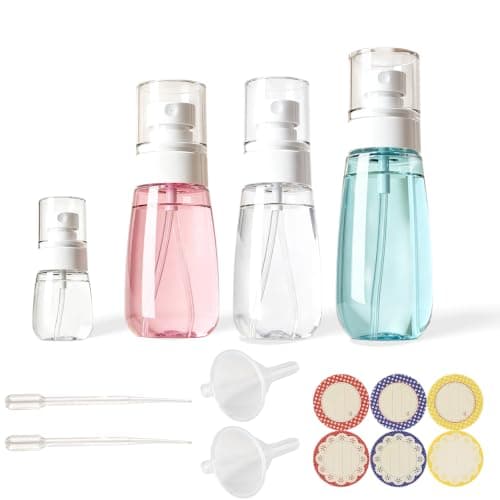 Small Spray Bottle Set,4 Pack Leak‑Resistant Fine Mist Bottles for Travel