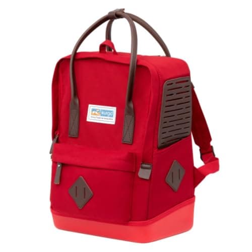 Kurgo Nomad Carrier Backpack - Airline Approved Dog Bag for Travel - Lightweight, Stylish Pet Backpack with Waterproof Bottom for Hiking with Tablet Sleeve - For Small Dogs up to 6.8 kg - Red