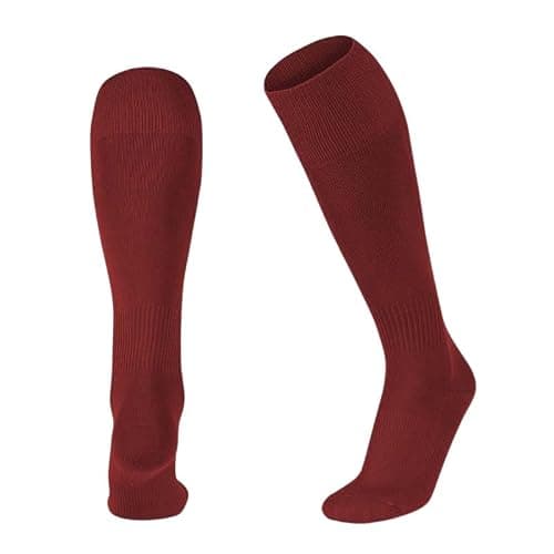 ShopMCR Unisex Football, Rugby, Hockey Sports Knee High Long Socks, Kids, Adults, juniors Knee High Football Socks Outdoor game Soccer Socks (6-11, Maroon)