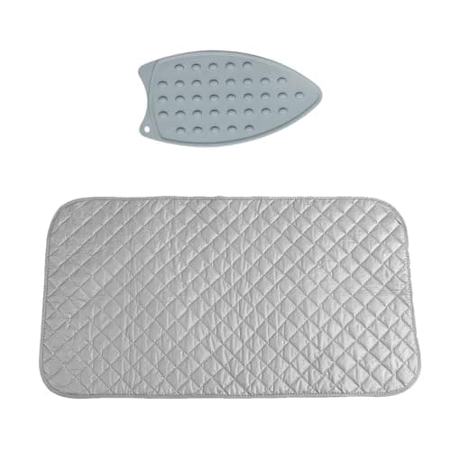 2Pcs Ironing Mat, Ironing Pad Set with Heat-Resistant Cotton & Silicone Rest – Portable Tabletop Iron Mats for Travel, 2-Pack Non-Slip Ironing Mats for Beds, Tables, Sewing (26.5x14cm & 45x85cm)