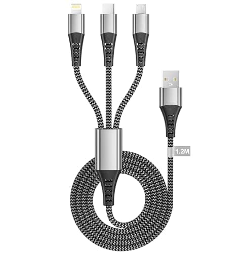 Teione Multi Charger Cable 1.2M, 3 in 1 Charging Cable Nylon Braided