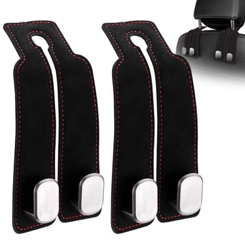YGCQFH 2 Pcs Car Hooks, Car Seat Hooks Car Seat Back Double Hook Car Headrest Hook, Car Seat Hooks for Headrest, Car Bag Hook, Car Seat Hook for Bags, Purses, Handbags(Black