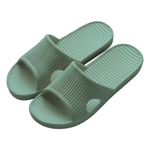 ReverseClock Bathroom Shower Slipper Soft Sliders Cloud Slippers for Women & Men Anti-Slip Lightweight Pool Beach Sandal (green,5)