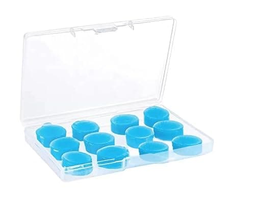 6 Pairs Soft Silicone Ear Plugs for Sleeping, Reusable Moldable Earplugs with Storage Cases, 32dB Noise Reducing Gel Ear Plugs for Sleep, Snoring, Swimming, Travel, Work, Study and Concerts (Blue)