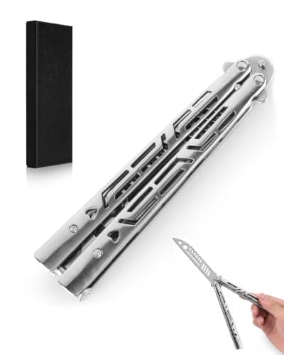 Foldable Butterfly Knife Trainer - for Training & Display Only (Silver)